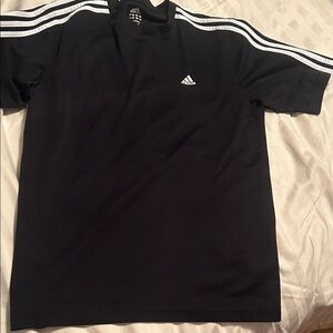 Adidas Men's Black Tee with White Stripes